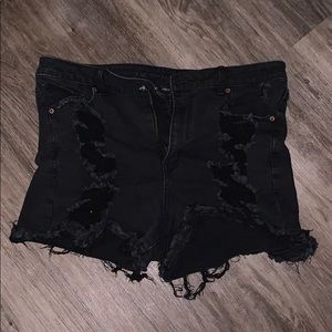 American Eagle black denim shorts